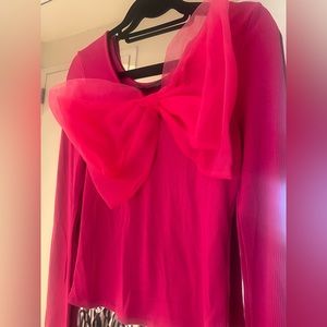 Pink Ribbed Cotton Tulle Bow shirt